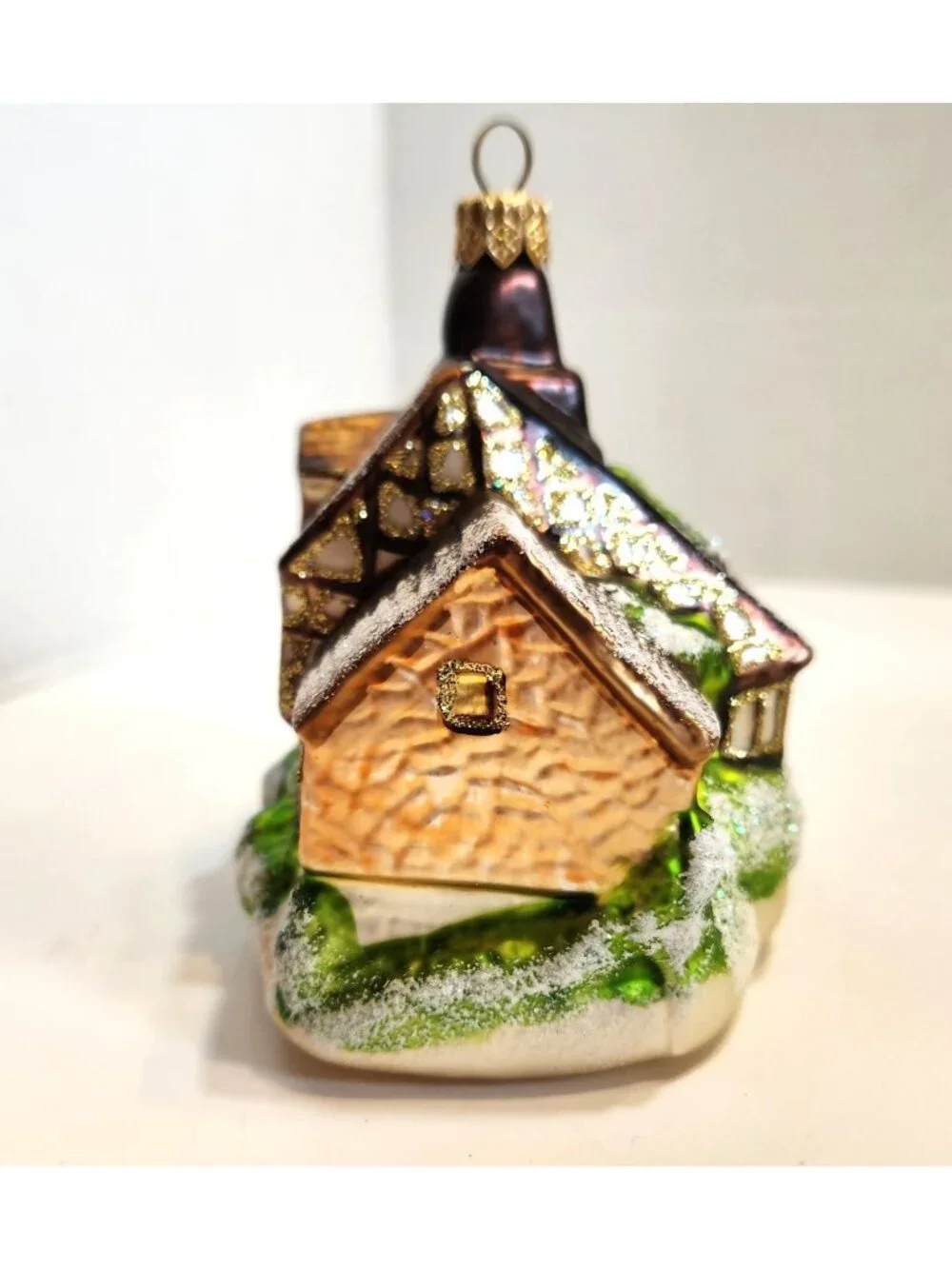 Chalet Cottage Christmas Ornament With Glitter Accents & European Style Design